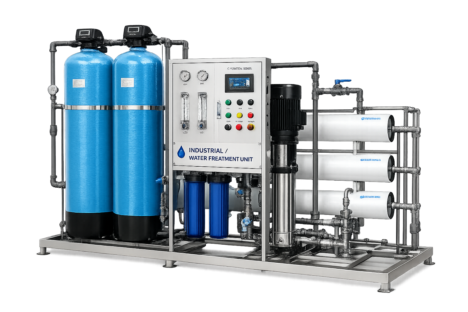 Industrial water treatment unit